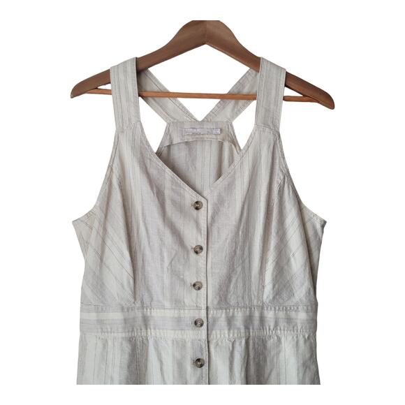 Prana Dresses Grace Trail Dress Women's Size XL Cream Button Stone‎ Stripe - Picture 3 of 10